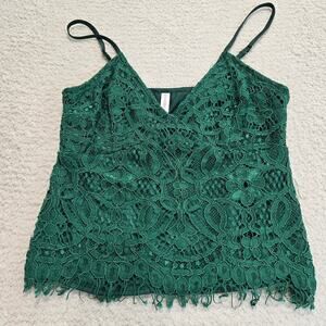 Green lace tank top cami crop top Size S by Xhilaration Y2K Whimsygoth